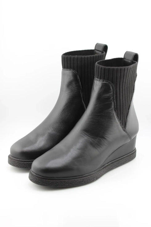 Unisa Elastic Ankle Leather Wedge Boot